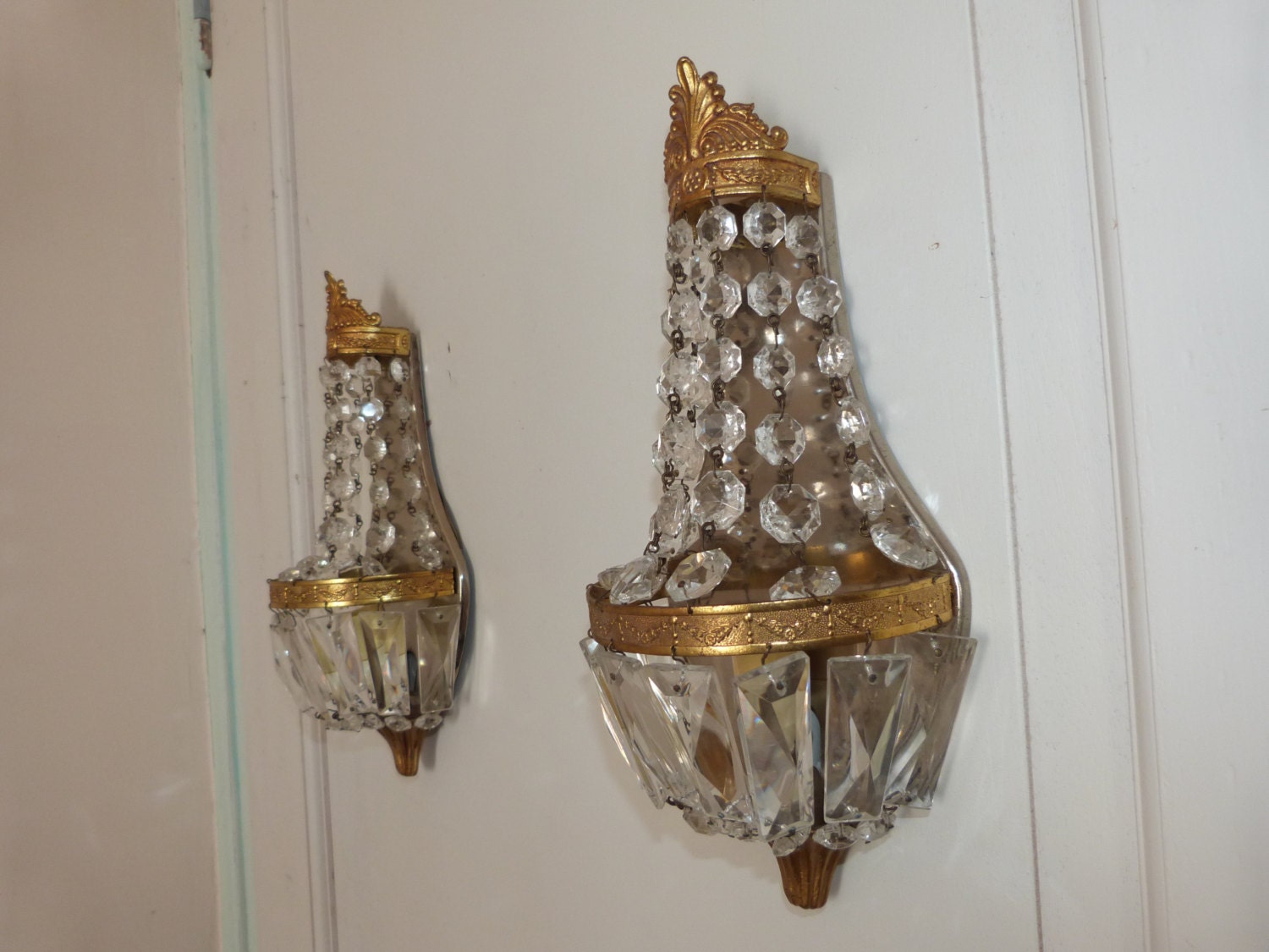 Antique French crystal wall sconces by MyFrenchAntiqueShop ...