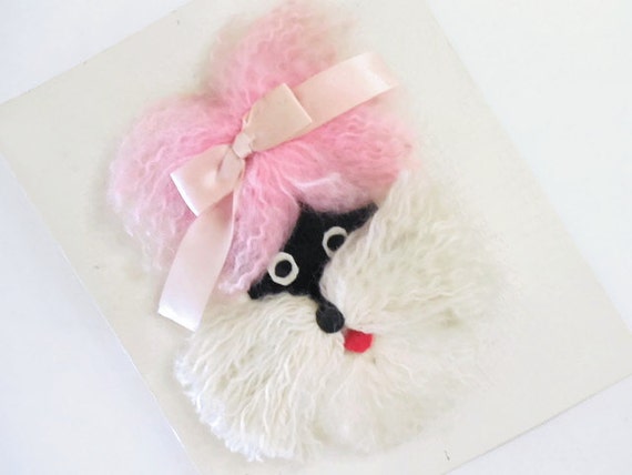 Darling Pink Poodle Yarn Applique for Crafts or Decor