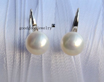 cheap pearl earrings,real pearl earring,white pearl earrings,AAA 8mm cultured freshwater pearl earrings,handmade earrings pearl earings sale