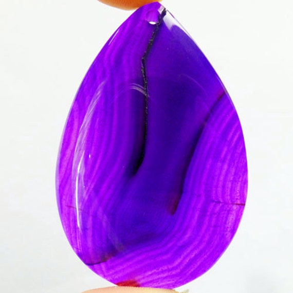 Beautiful Purple Onyx Agate Teardrop Pendant by HiddenGemstones