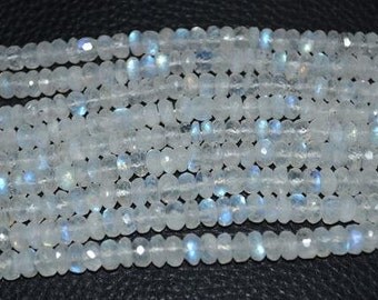 Moonstone Beads Super Blue Flash 4" Strand 5mm Beads Rondelle Beads Semiprecious Faceted Gemstone Beads Take 20% Off Jewelry Craft Supplies