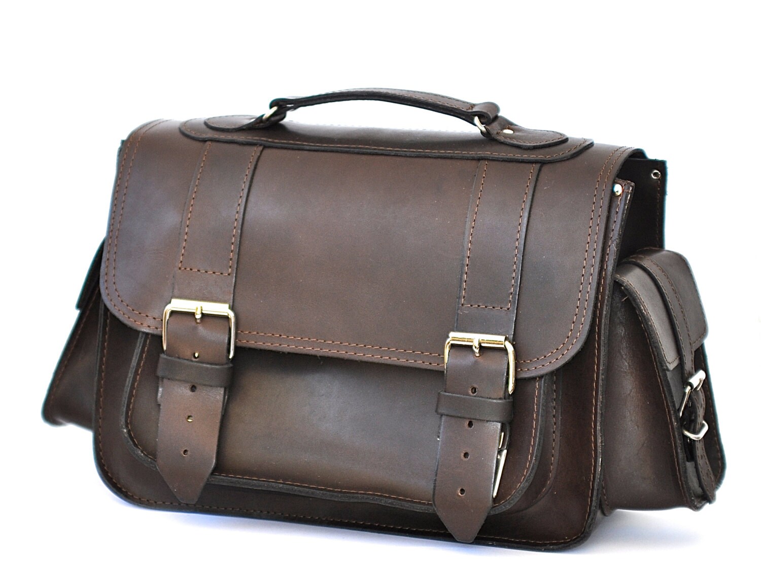 Large leather camera bag / Messenger / Satchel / by BlueDrop