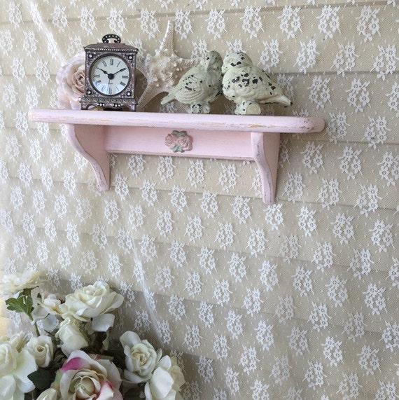 Shabby Chic Pink Display shelf, Plate Rack,Curio Shelf, Chippy painted display Shelf, French shabby Cottage, Shabby Pink rose Display Rack