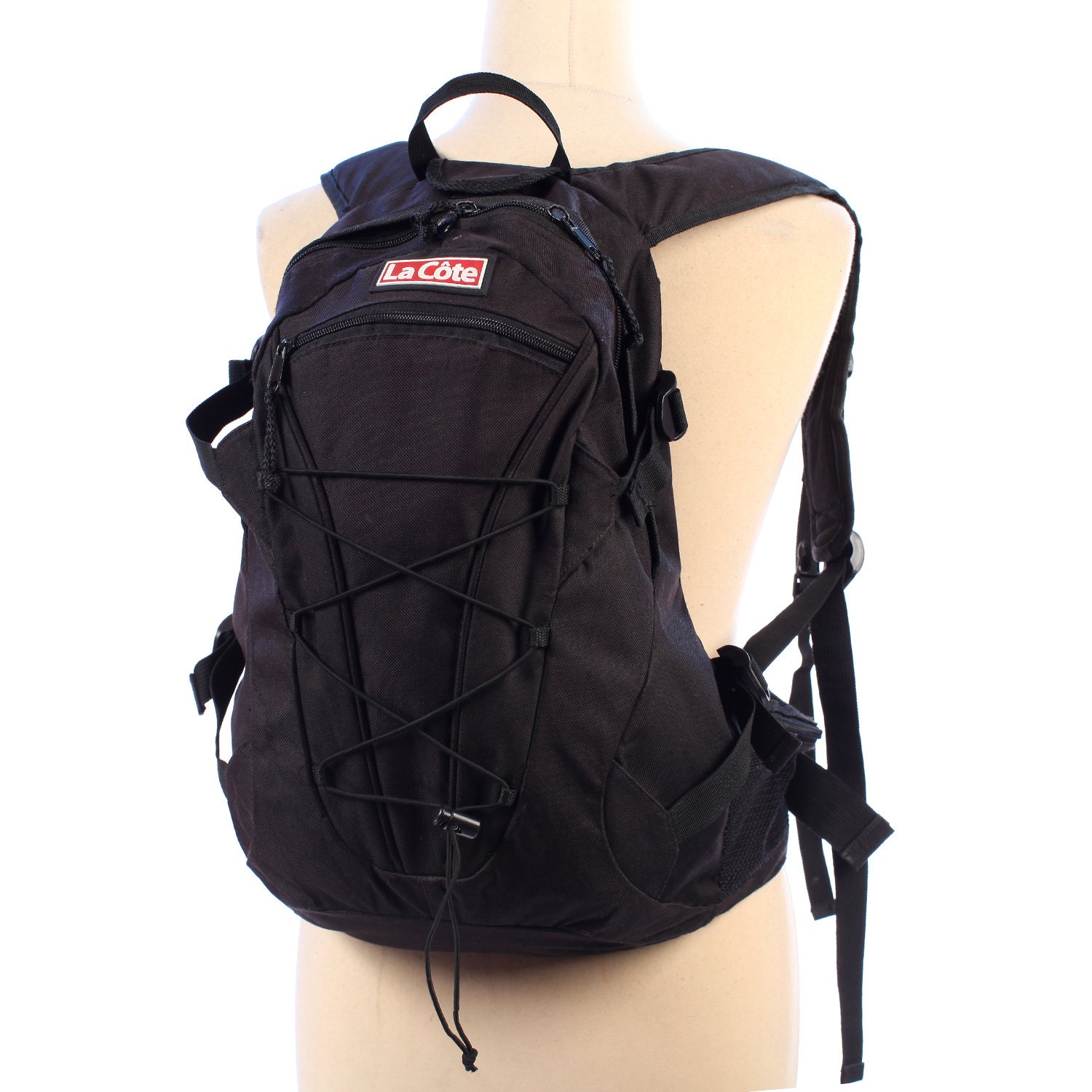LARGE Vintage BACKPACK 90s Black Rucksack Camping Day Pack