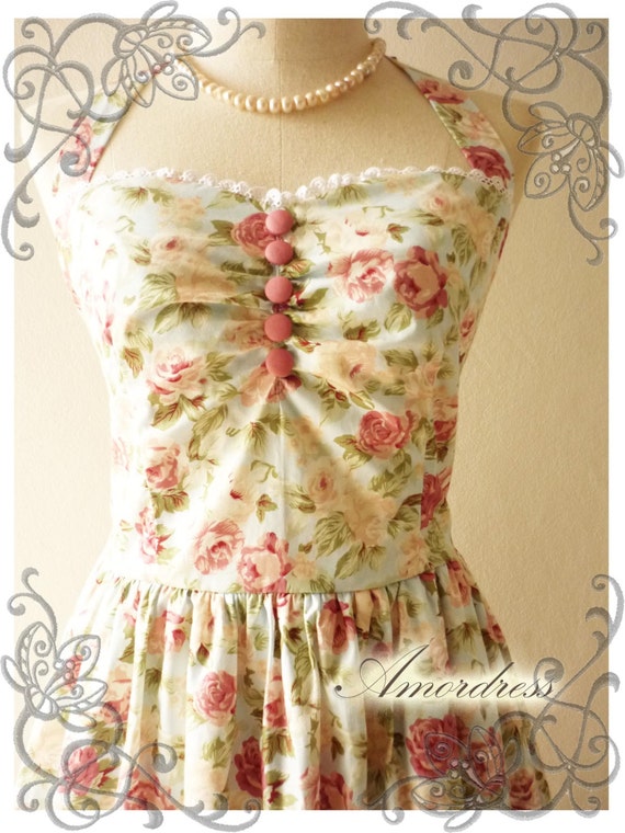  Vintage  Inspired Dress  Floral  Bridesmaid  Dress  Sundress Summer