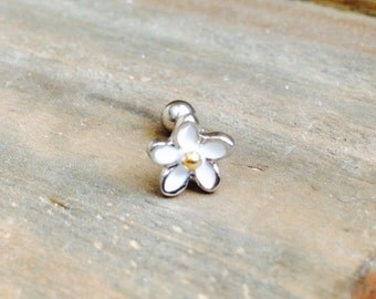 Daisy Tragus Piercing - Flower Tragus Stud Earring - Tragus Barbell, Daisy Tragus Earring- Daisy Flower piercing, Helix earring