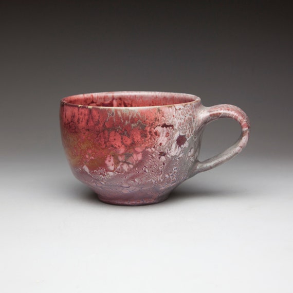 RESERVE red ceramic pottery tea cup by CeramicSoul on Etsy