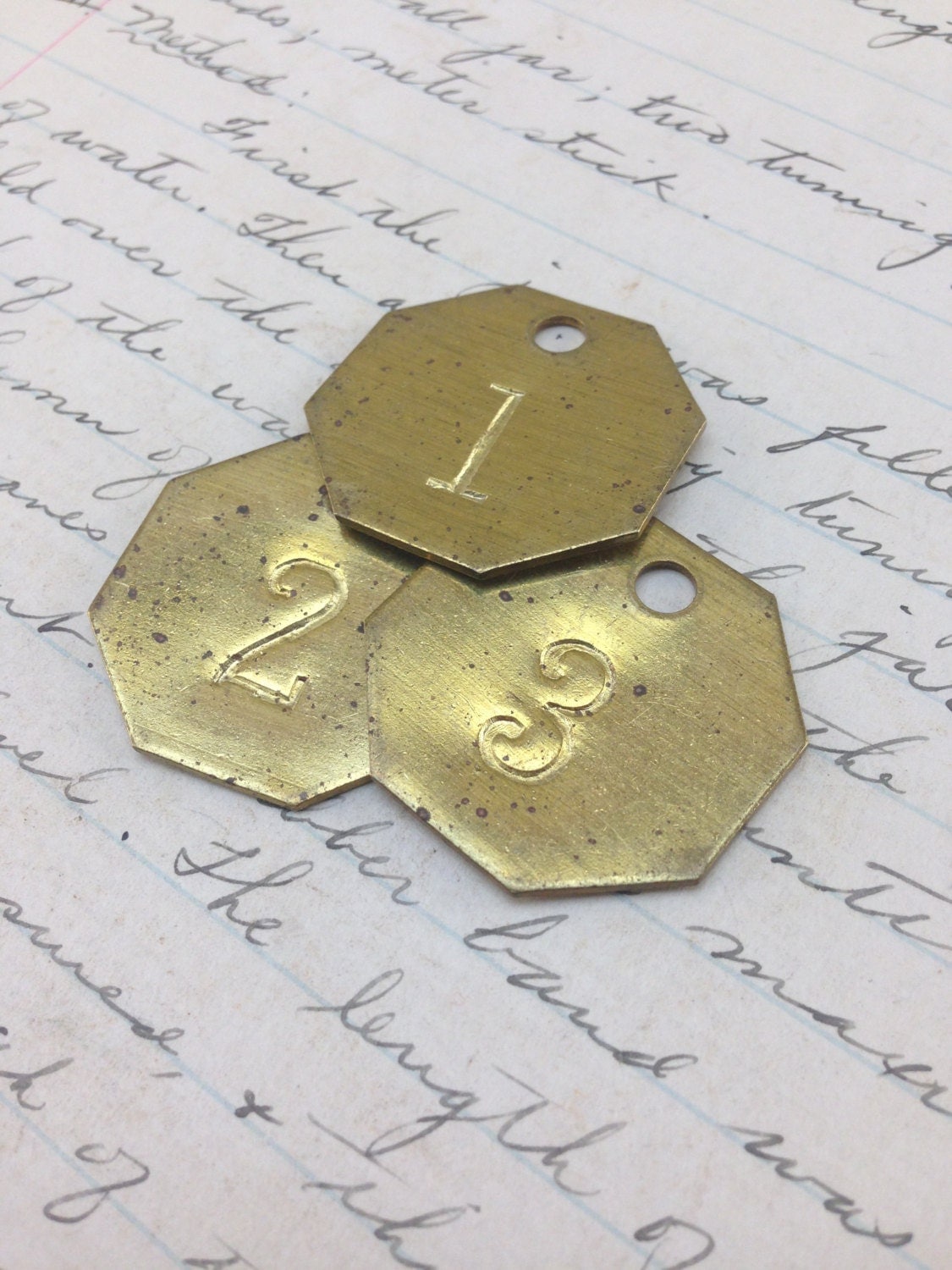 Vintage brass Hotel room key tag Custom hand punched hand