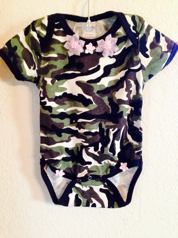 Pink & Camo OnesieBaby Girl Onesie Pink by ButterflyKissesBow