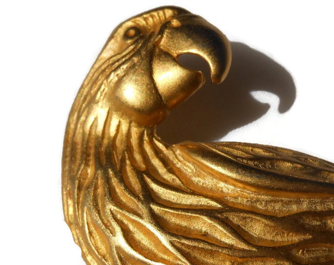 SALE Large JJ parrot brooch in matte and satin gold finish Jonette Jewelry