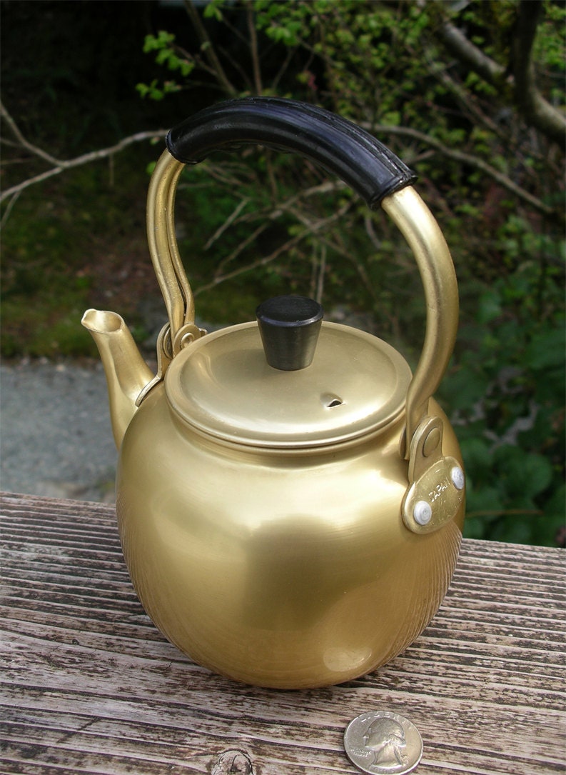 Vintage Japanese Teapot for Repurpose Tiny Gold Tone Metal