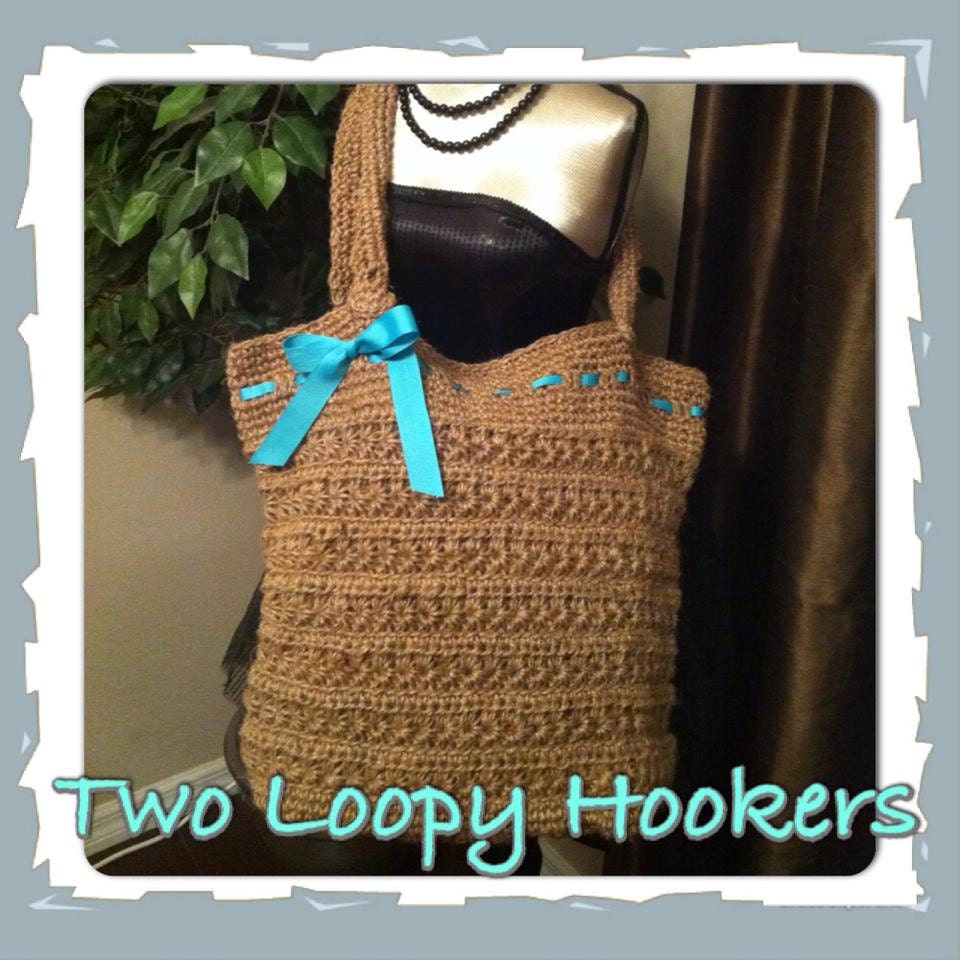 Crocheted Twine/Jute Beach Bag w/bow