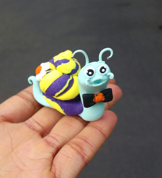 Polymer clay snail figurine snail sculpture cute by NeckLaced