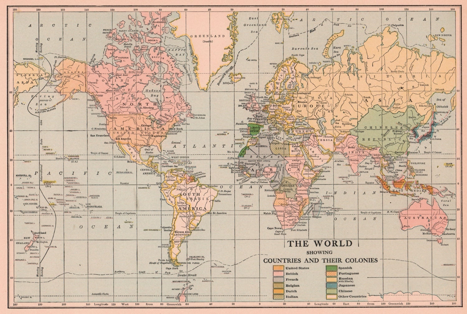 1920 World Map With Countries