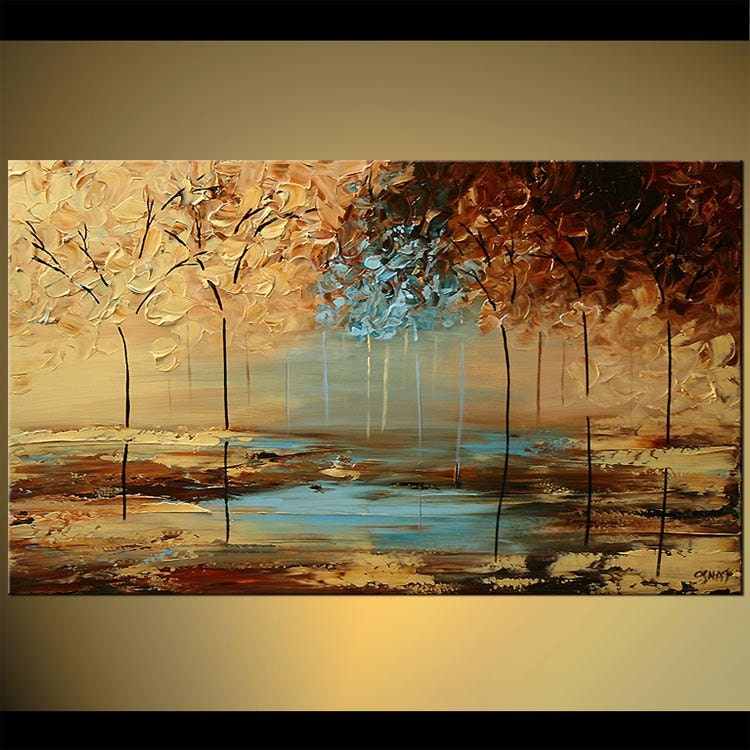 Modern Landscape Abstract Original Acrylic Painting by Osnat