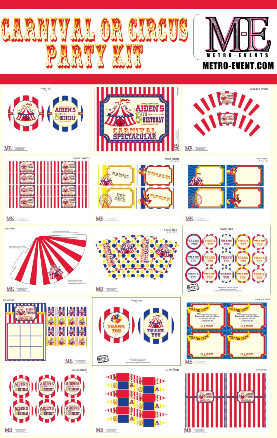 Traditional Customized Carnival Party Supplies