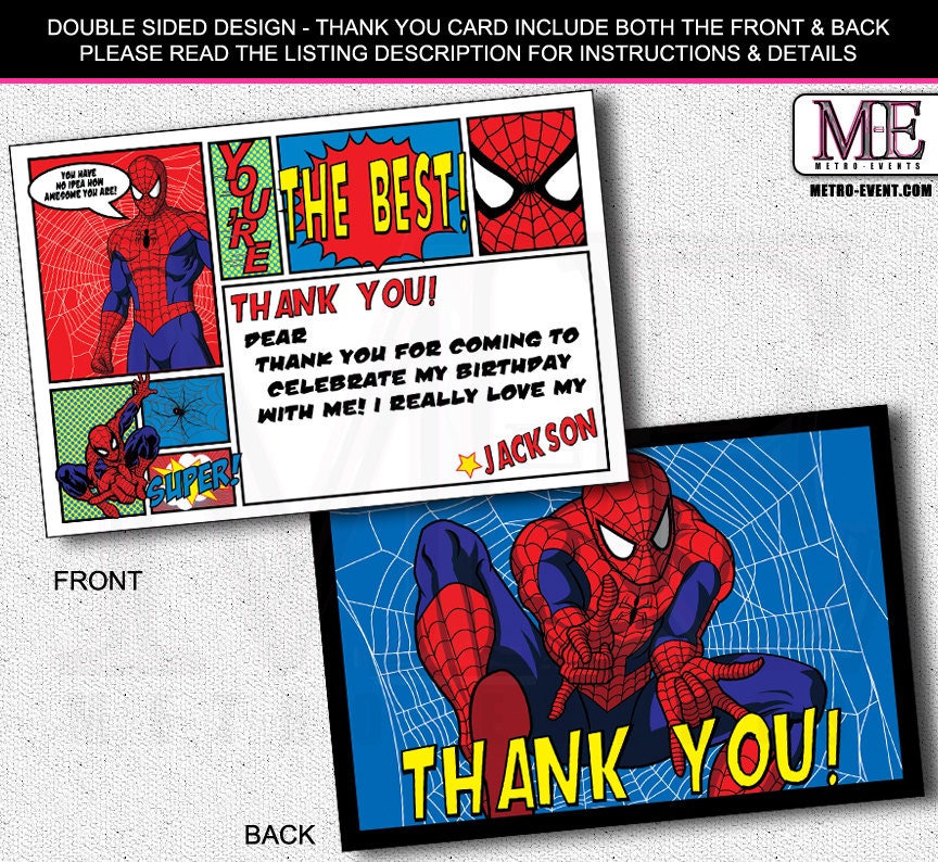 Spiderman Thank You Cards Spiderman Thank You Notes