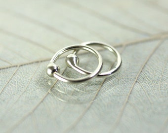 8 mm Hoop Earrings with Ball End - Argentium Sterling Silver Sleepers in Pairs