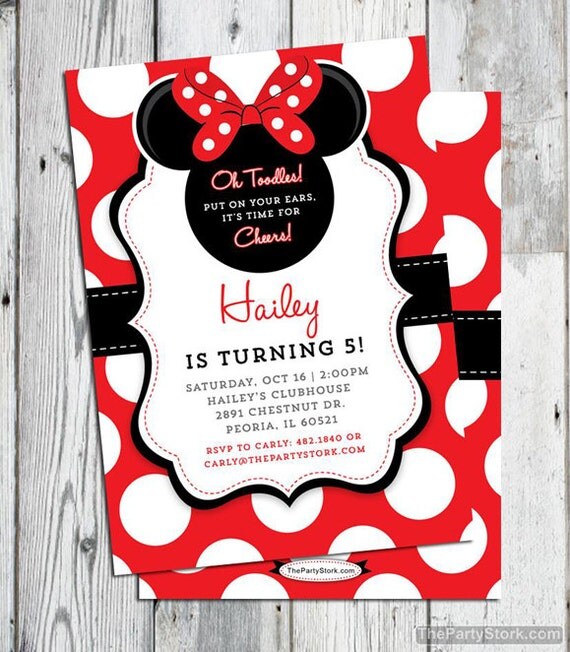 Red Minnie Mouse Invitations Free 1