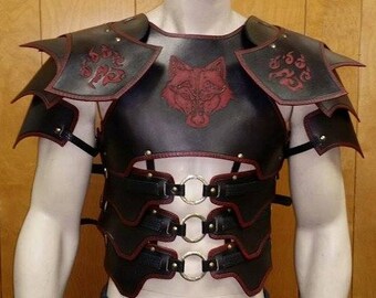 Leather Armor Dragon Scale chest back and by SharpMountainLeather
