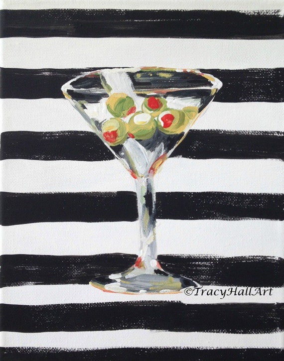 Martini Bar Art Painting Cocktail Art Canvas 8 x by TracyHallArt