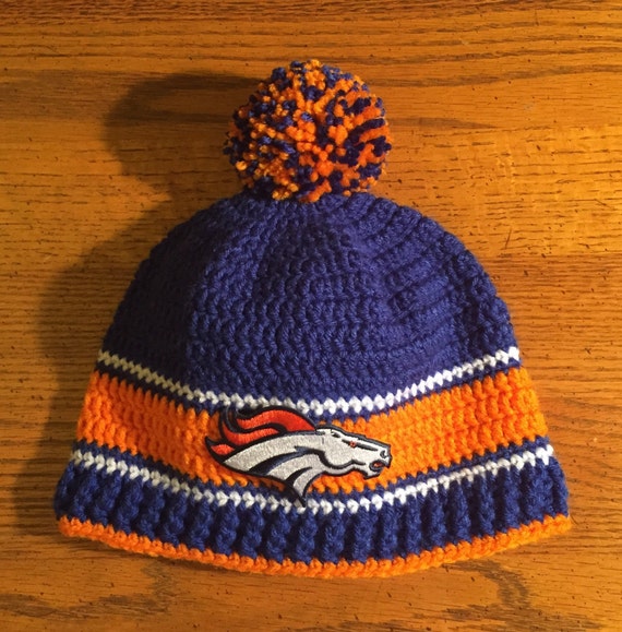 Vintage Denver Bronco Logo Beanie with Pompom Royal Blue