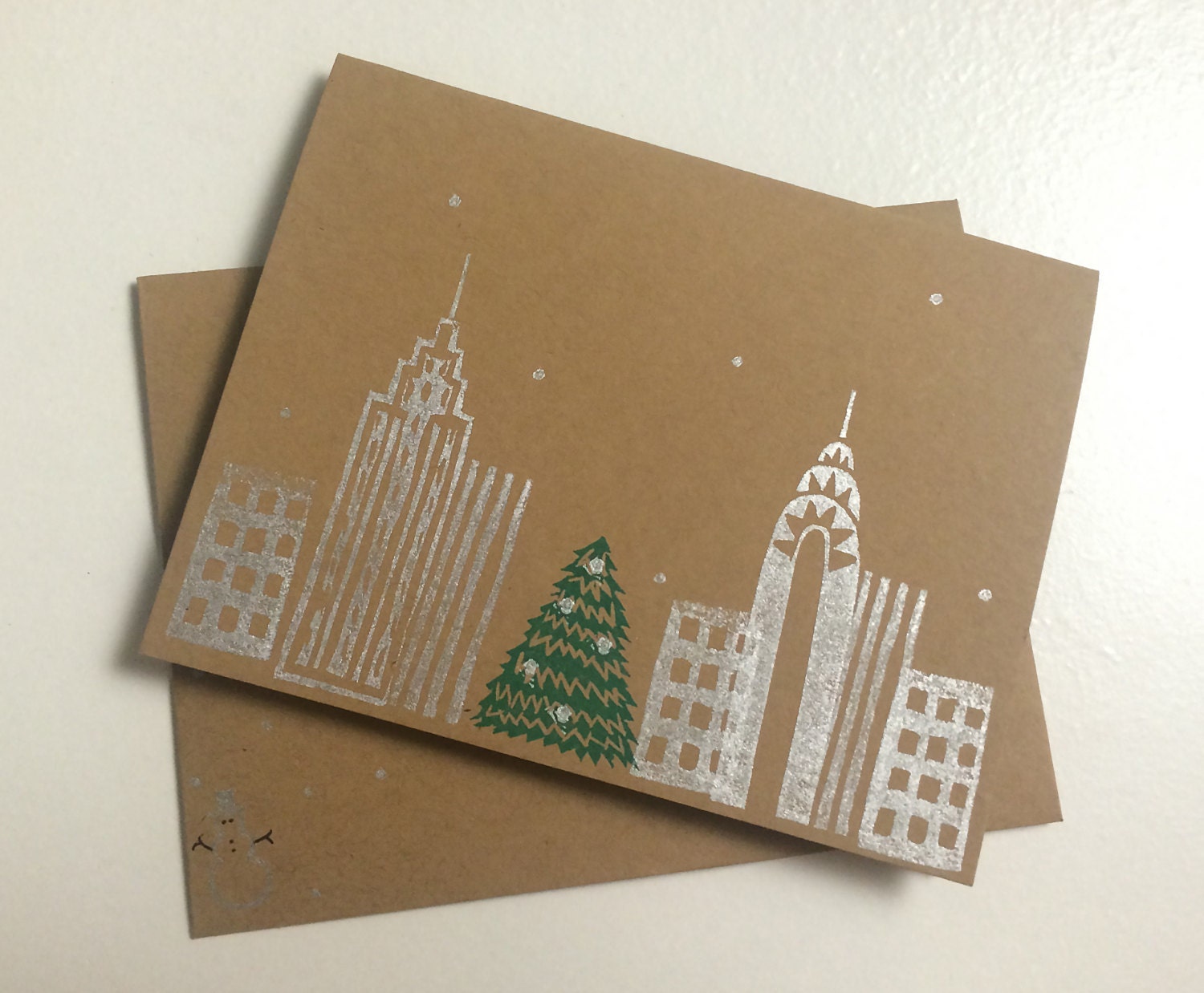 Handmade NYC Holiday Cards / Stationery set of 5