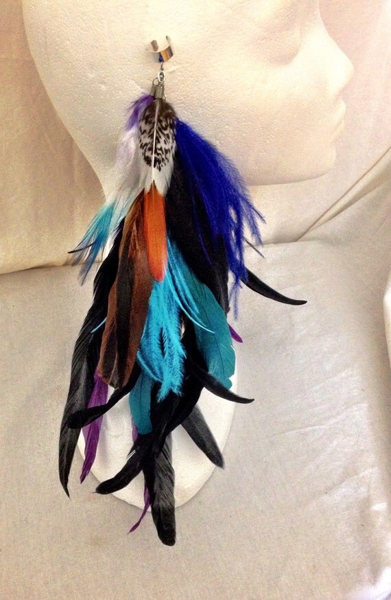 Custom made Mr.T statemnet feather ear cuff or earring