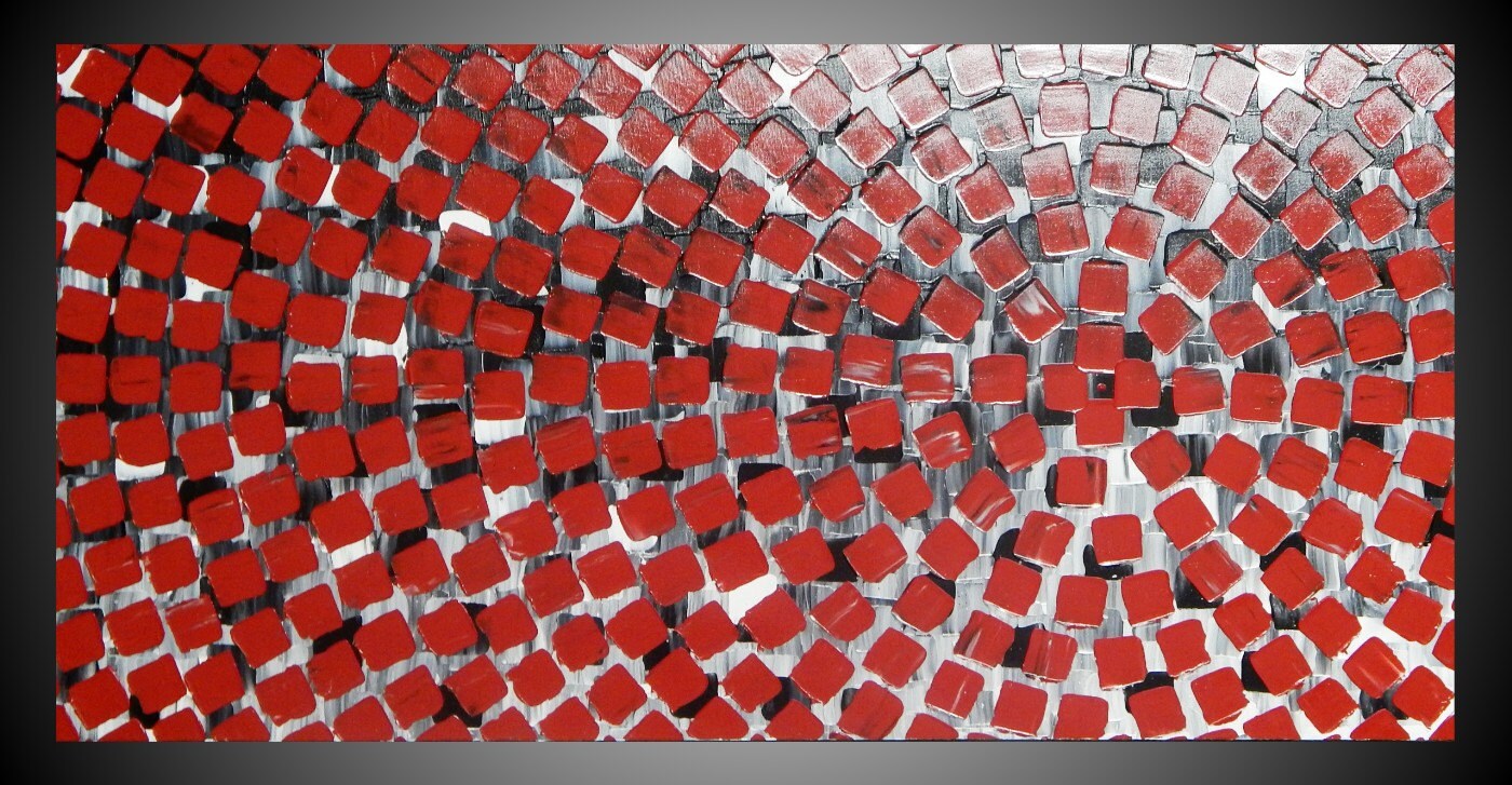 Painting Art Paintings Acrylic Black White Red Black White Red Grey Abstract Art On Large Canvas Zoom