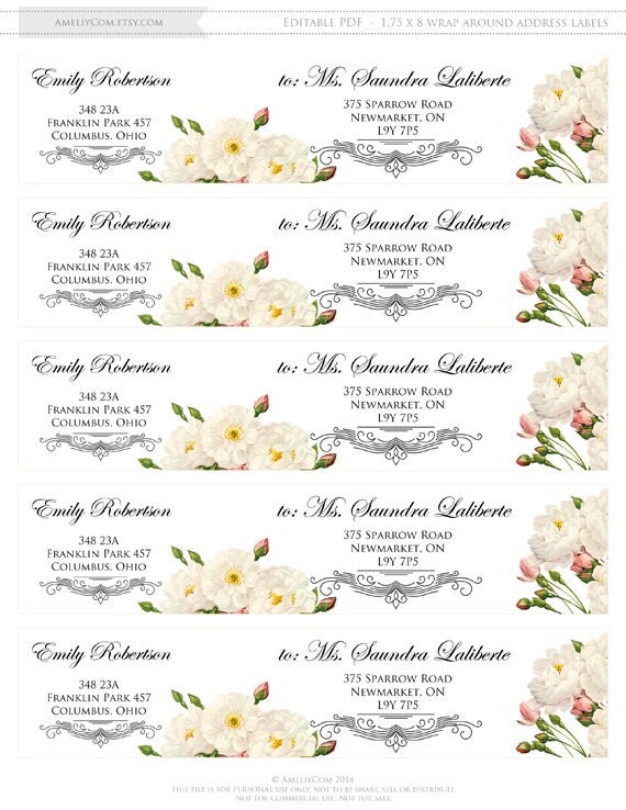 Printable Address Labels Instant Download Editable DIY