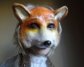 Alice in Wonderland Paper mache animal mask fox mask fox costume