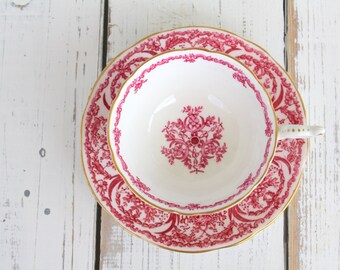 Tea Set, Vintage English Fine Bone China by Coalport, Footed Tea Cup & Saucer, Gifts for Her