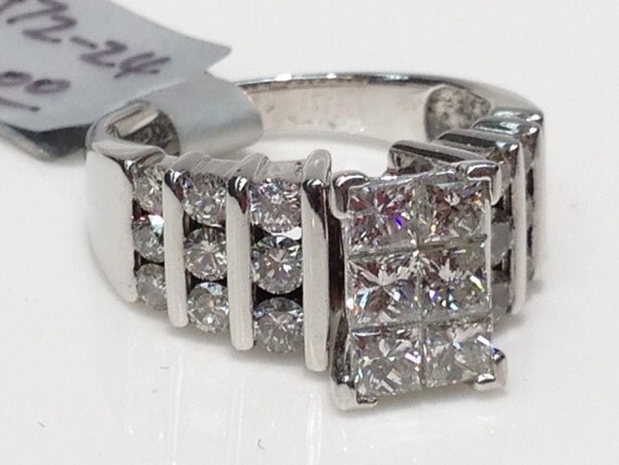 14K White Gold Invisible Set Diamond Engagement Ring