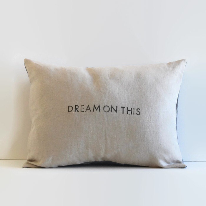 saying pillow cover // word pillow dream on this