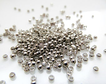 Tiny Silver Tone Crimp Beads - pack of 185