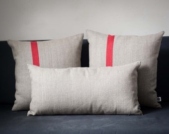 Decorative pillow covers set of 3 - Color block pillows Linen cushion case/Natural linen pillow covers Small lumbar and 16x16 pillows 0197