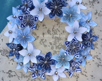Origami Paper Flower Wreath / wedding decorations, origami wreath, paper flower wreath, kusudama, paper wreath, paper flowers, paper bouquet