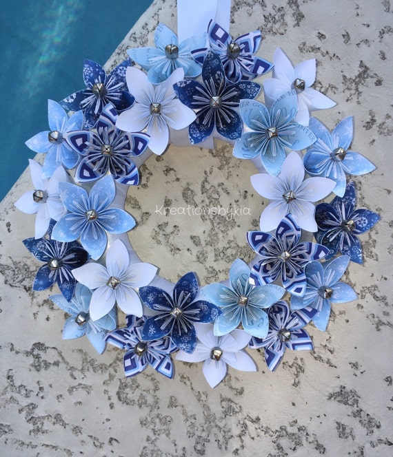 origami cut flower out decorations, wedding Paper Origami Flower wreath / origami Wreath