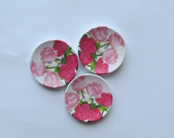 Rose Painted Wooden Buttons 4cm
