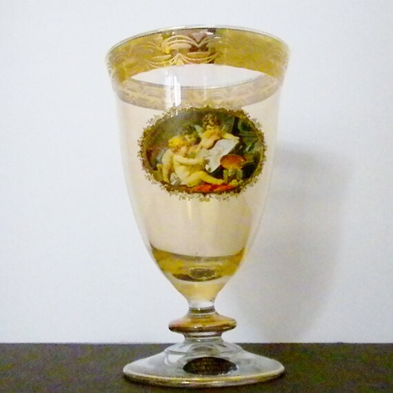 Murano Glass Goblet Made in Italy Gold Trimmed by oldandnew8