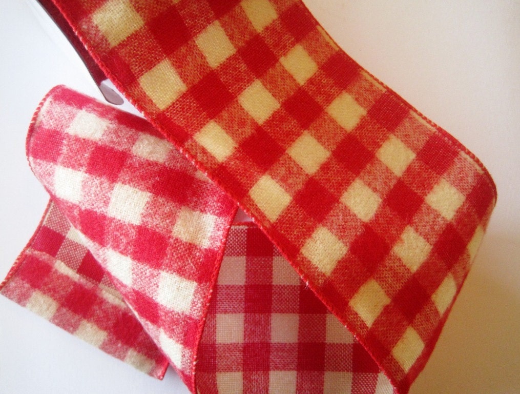 gingham fluff extra wide wired ribbon red 4 inch wide 1 gingham fluff extra wide wired ribbon red 4 inch wide 1