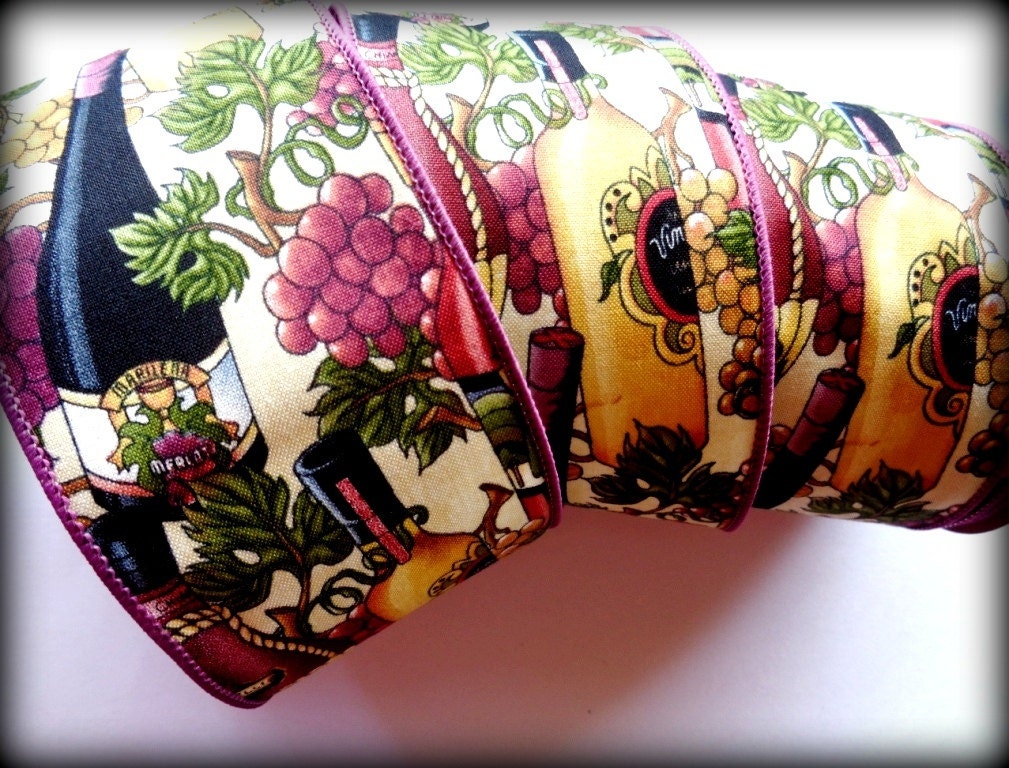 Regal Wine Bottles Wired Ribbon Trim Multi Color 2 1/2