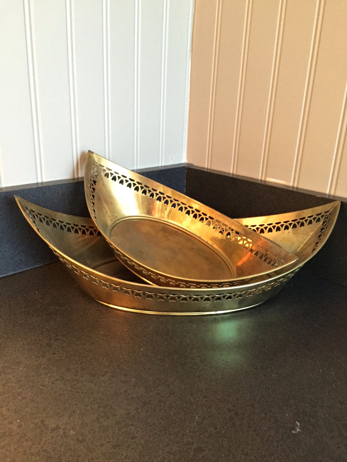 Nesting Brass Bowls Boat Bowl Pierced Brass Handarbeit