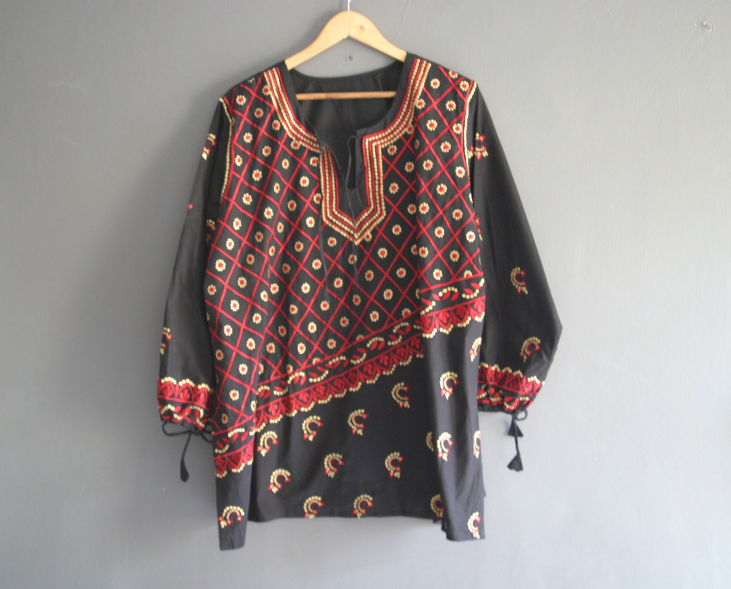 Indian Embroidered Cotton Kaftan Top XXL