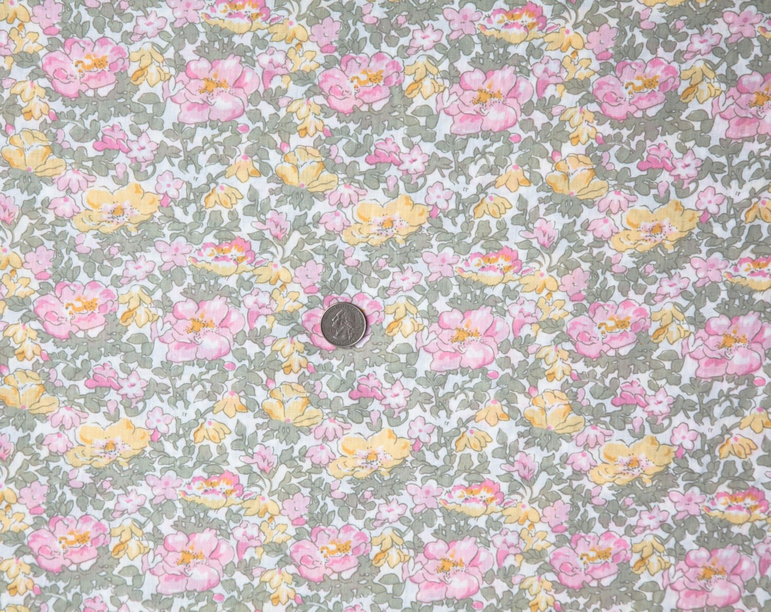 3 Yards of Vintage Print Fabric. Pastels. by CosmosCoolSupplies