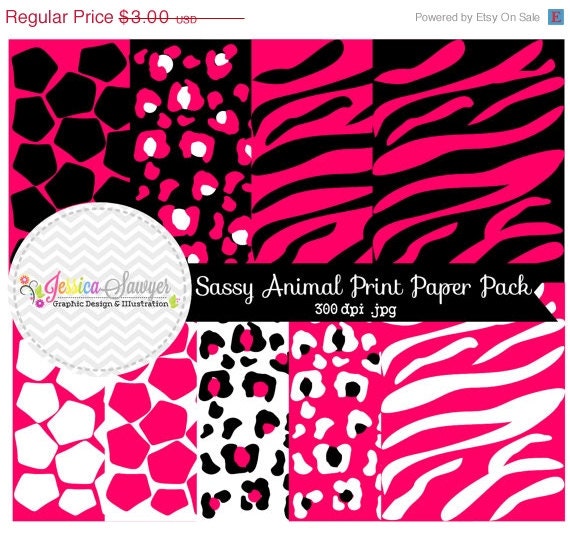 50% OFF- INSTANT DOWNLOAD, pink animal print digital paper, safari background, commercial use for invitations, party supply, more Il_570xn