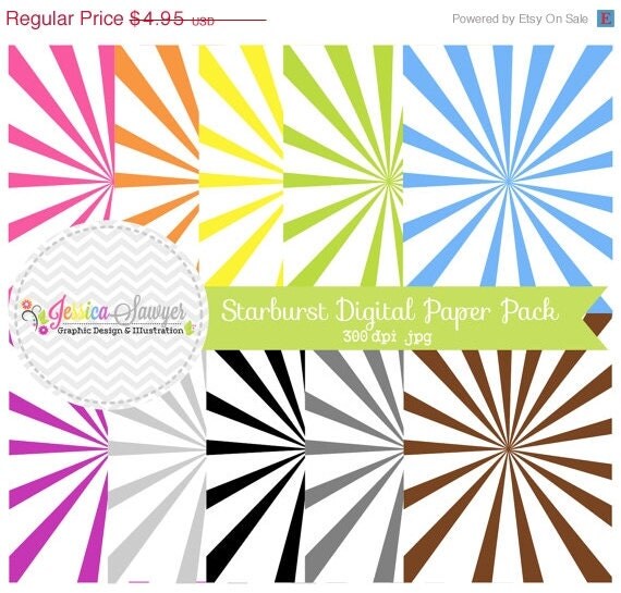 80% OFF - INSTANT DOWNLOAD - starburst digital paper pack - carnival backgrounds - bright - colorful - printable papers - card making , Il_570xn