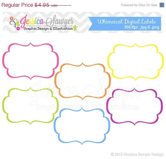 80% OFF - INSTANT DOWNLOAD, whimsical labels - tag clipart - printable labels - rainbow - cards - invitations - scrapbook - digital frames Il_570xn