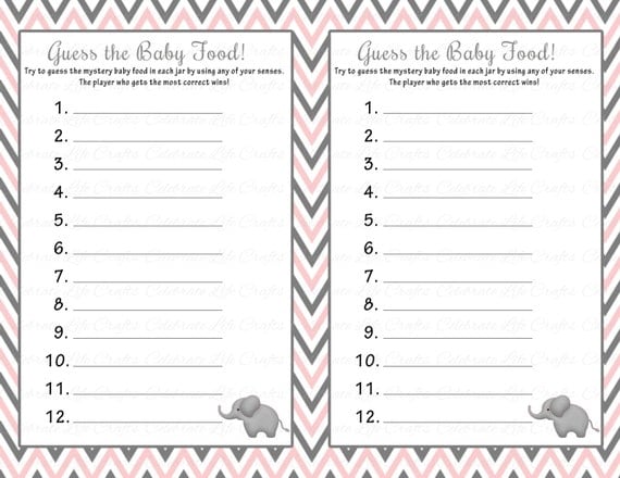 Baby Shower Guess the Baby Food Game Printable Baby Shower