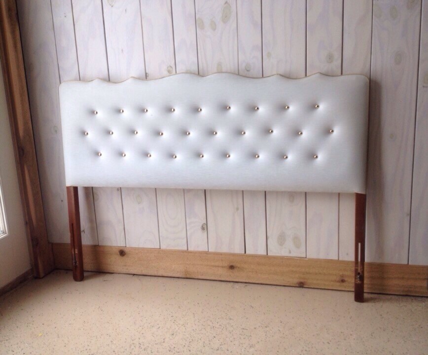RESERVEVintage Headboard. Brass Button Back Headboard. Full Size